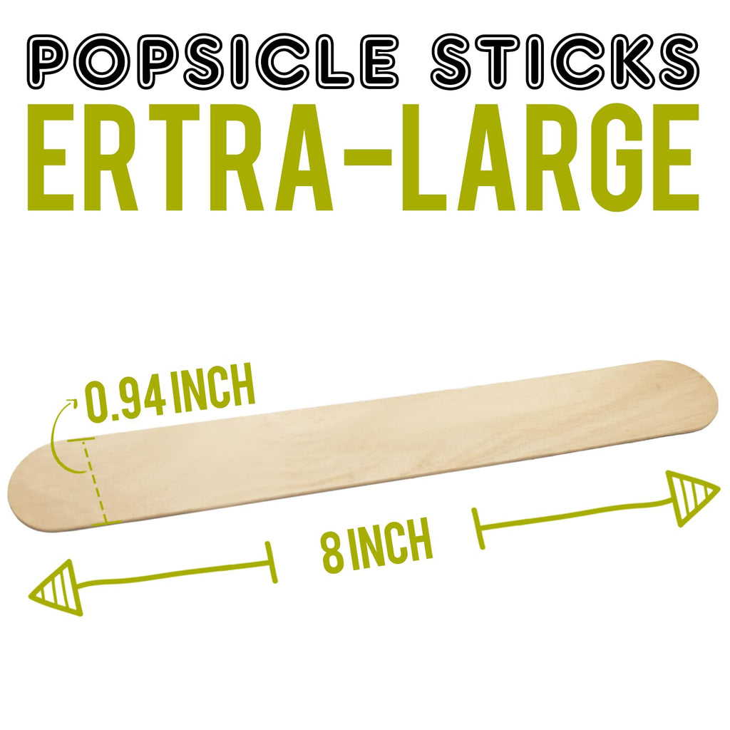 WISYOK 8'' Jumbo Craft Sticks - 90PCS Extra Large Natural Premium Wood, Ice Cream Sticks, Jumbo Sticks, Large Tongue Depressors, Plant Labels, Hair Removal and Waxing Supplies, Crafting