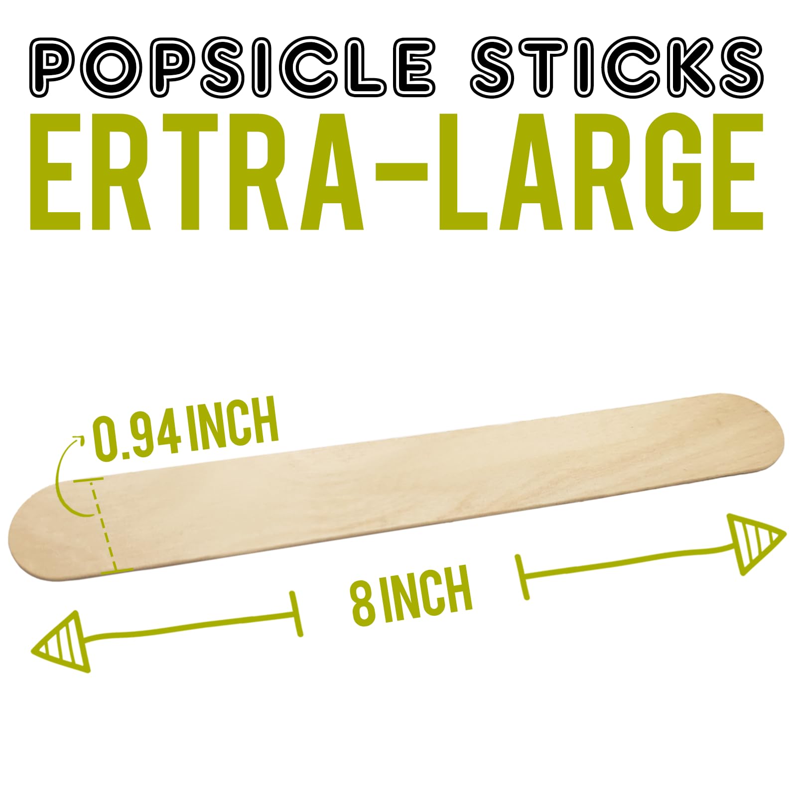 WISYOK 8'' Jumbo Craft Sticks - 90PCS Extra Large Natural Premium Wood, Ice Cream Sticks, Jumbo Sticks, Large Tongue Depressors, Plant Labels, Hair Removal and Waxing Supplies, Crafting