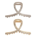 2 Pcs Medium Rhinestone Claw Clips For Women, Gold and Sliver Metal Elegant Hair Clip For Thick Hair, Girls Decorative Sparkly Dressy Hair Clips (Style 1)