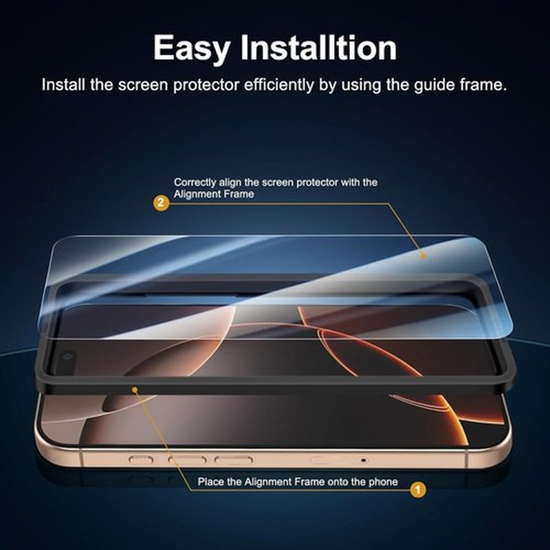 NEW'C iPhone 17 & 16 Pro Screen Protector - 3 Pack Tempered Glass, Easy Installation Tool Included | Ultra Resistant & Case Friendly