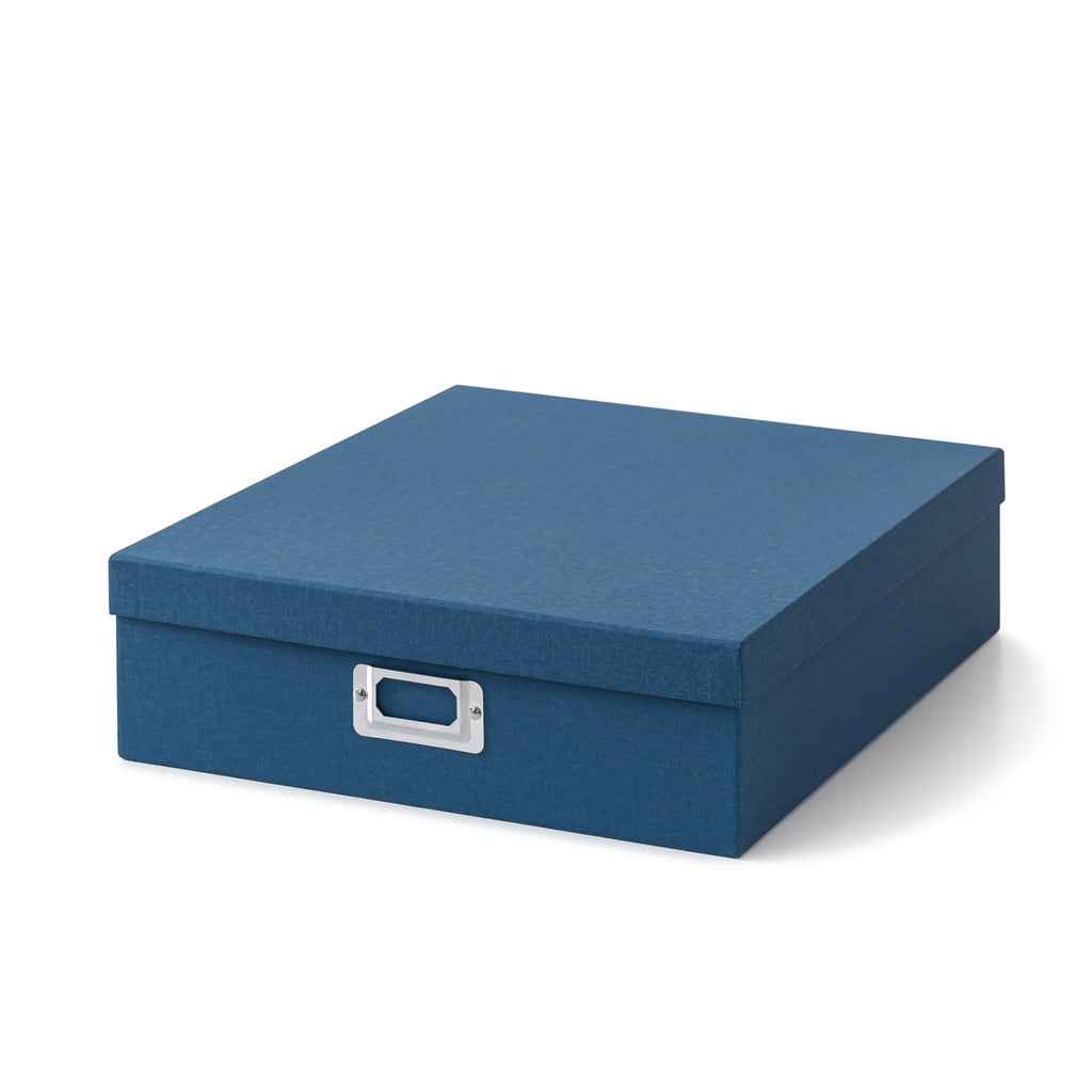 Soul & Lane - Blue Scrapbook Photo Storage Box with Lid, 14.8x13x3.7 In