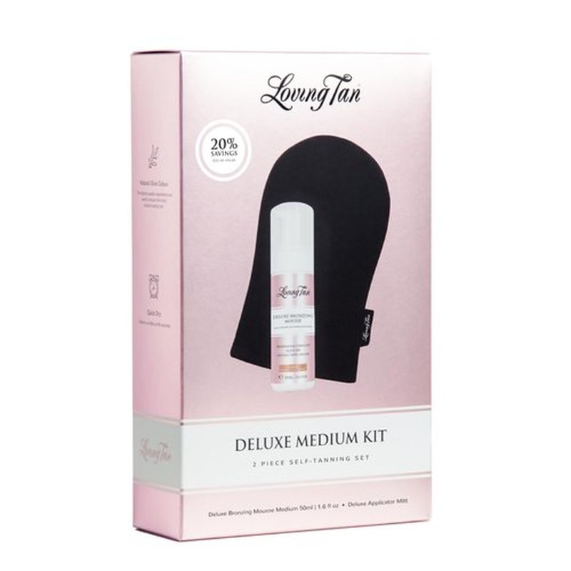 Loving Tan Deluxe Bronzing Mousse - Streak Free, Natural looking, Professional Strength Sunless Tanner - Up to 5 Self Tan Applications per Bottle, Cruelty Free (Mini Kit (Medium))