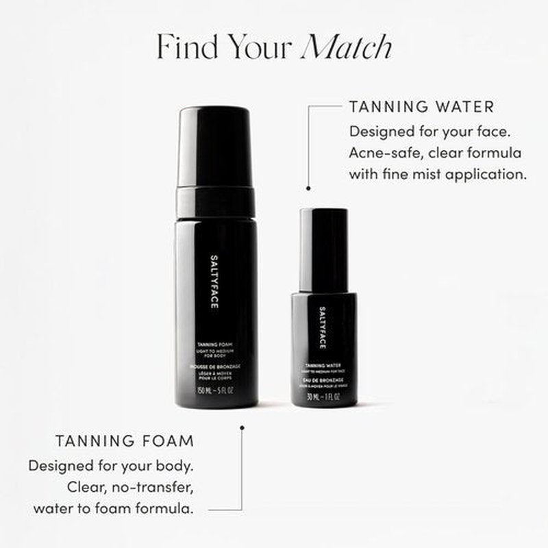 SALTYFACE Tanning Foam - Light to Medium Self Tanner for Body & Legs - Streak-Free, Oil-Free - 5 FL OZ (150 ML)