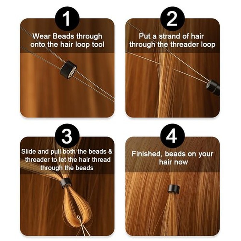 GlamorDove Hair Extension Loop Tool Pulling Hook Handle Threader for Micro Rings Looper Hair Beauty Salon Accessories