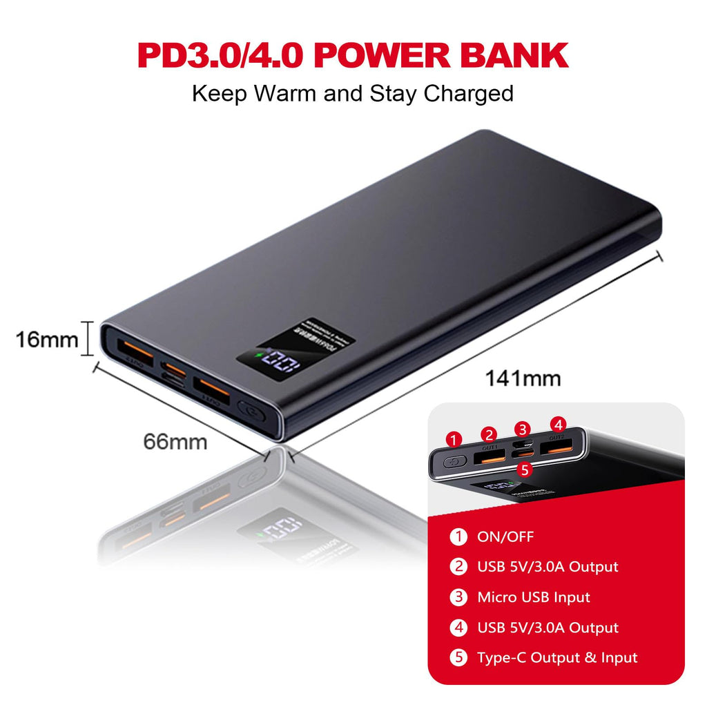 Smarkey 12V QC3.0 Heated Jacket Battery PD Power Bank with Type-C Step Up Adapter Charger Cable Compatible with M12, Makita, Snapon, Metabo, Craftsman, AEG Gear