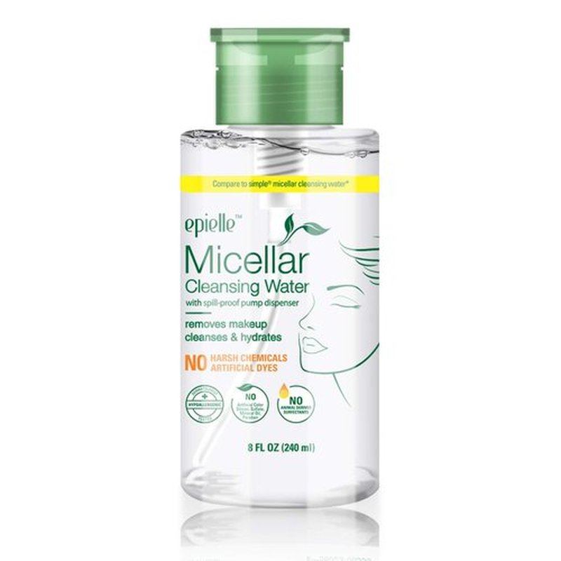 Epielle Micellar Cleansing Water - Gentle Makeup Remover for All Skin Types | 8 Fl Oz | Perfect for Spa Days & Gift Sets