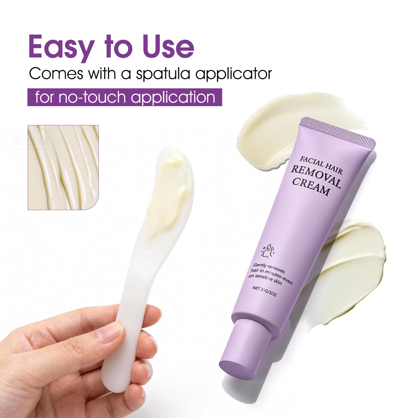 Facial Hair Removal Cream for Women, Gentle Face Hair Removal Cream for Sensitive Skin, Depilatory Creams for Face Chin Upper Lip for Smooth Soft Skin, Grooming Routine, 1.01 fl oz