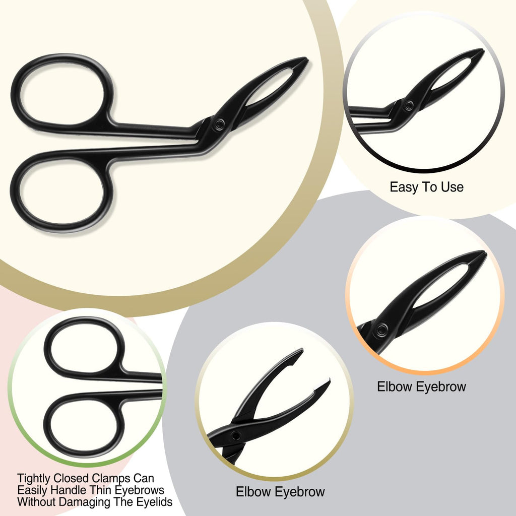 Haikole Tweezers for Women Facial hair 3 Pieces Eyebrow Tweezers,Scissor Tweezer for Remover Facial Hair Eyebrows Care Wig Plucking,Scissor Handle Tweezer Scissors (Curved)