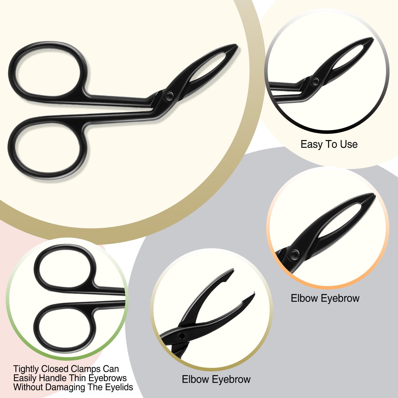 Haikole Tweezers for Women Facial hair 3 Pieces Eyebrow Tweezers,Scissor Tweezer for Remover Facial Hair Eyebrows Care Wig Plucking,Scissor Handle Tweezer Scissors (Curved)