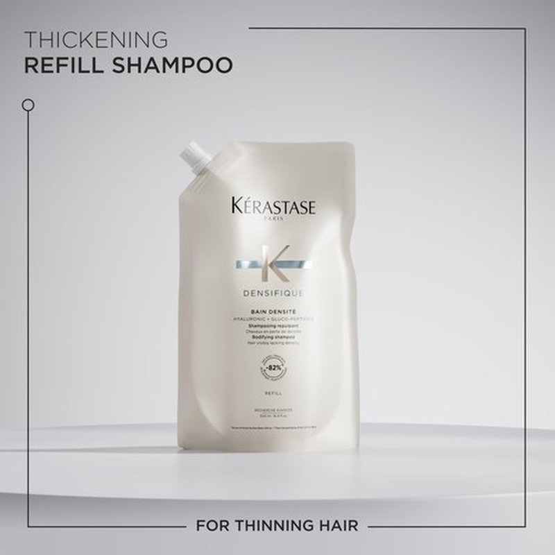 Kerastase Densifique Densité Shampoo - Thickening & Strengthening For Fine & Thinning Hair, Removes Build-Up & Adds Shine With Hyaluronic Acid, 16.9 Fl Oz (Refill)