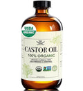 Bathrest Castor Oil Organic Cold Pressed Unrefined Glass Bottle 100% Pure for Hair Growth Eyelashes Brows Castor Oil Packs, Natural Skin Moisturizer, USDA Certified Hexane Free Vegan 16 oz (473ml)