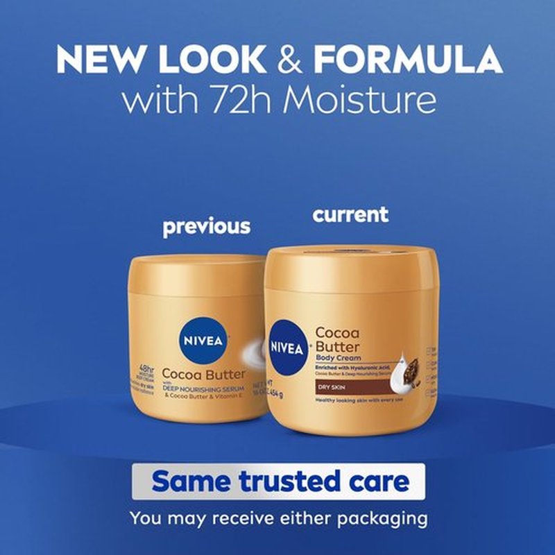 NIVEA Cocoa Butter Body Cream - Deep Nourishing Serum for Dry Skin | 16 Ounce Jar