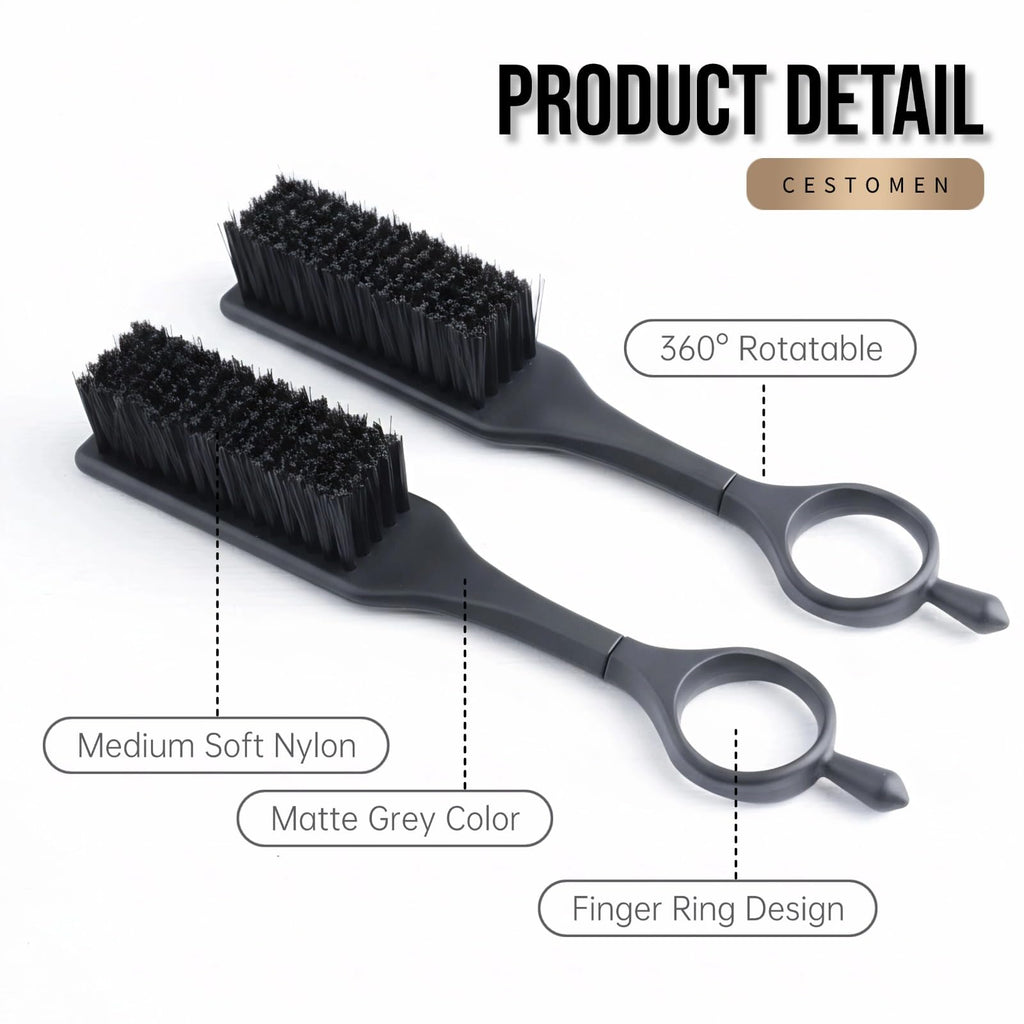 2Pcs 360°Rotatable Barber Blade Cleaning Brush, Barber Clipper Brush Fading Brush Neck Duster for Hair Cutting Barber and Home Use