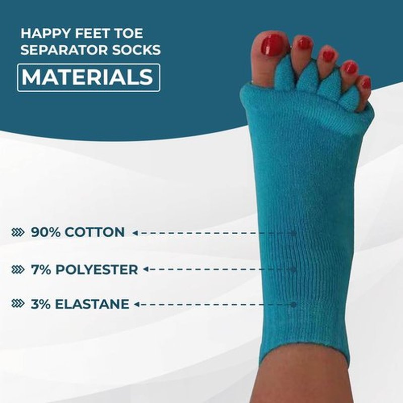 Happy Feet Toe Separator Alignment Socks - Comfortable Toe Separator Socks Massage Socks – Prevent Foot Cramp and hammertoes (Teal)