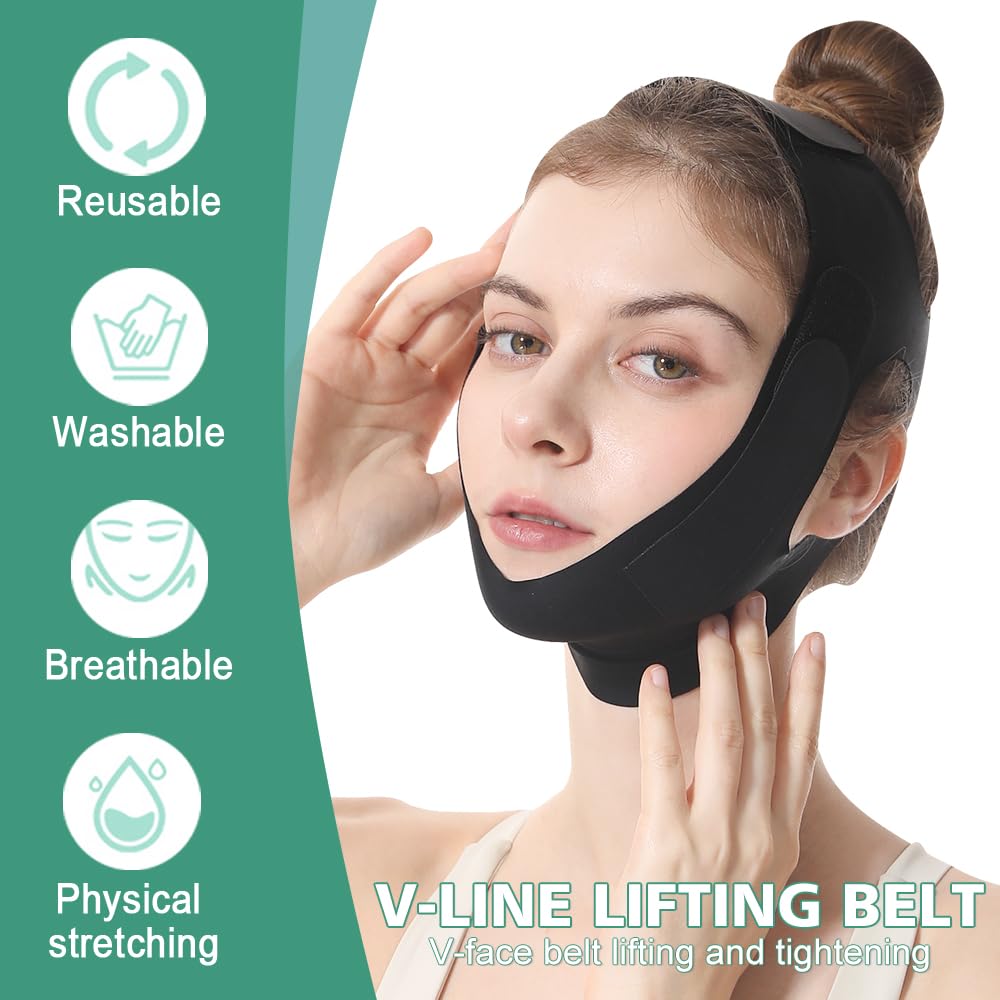 Face Lift Belt, Double Lift Face Lift Band, Comfortable VShaped Bandage Face Outline Lifting Facial Strap