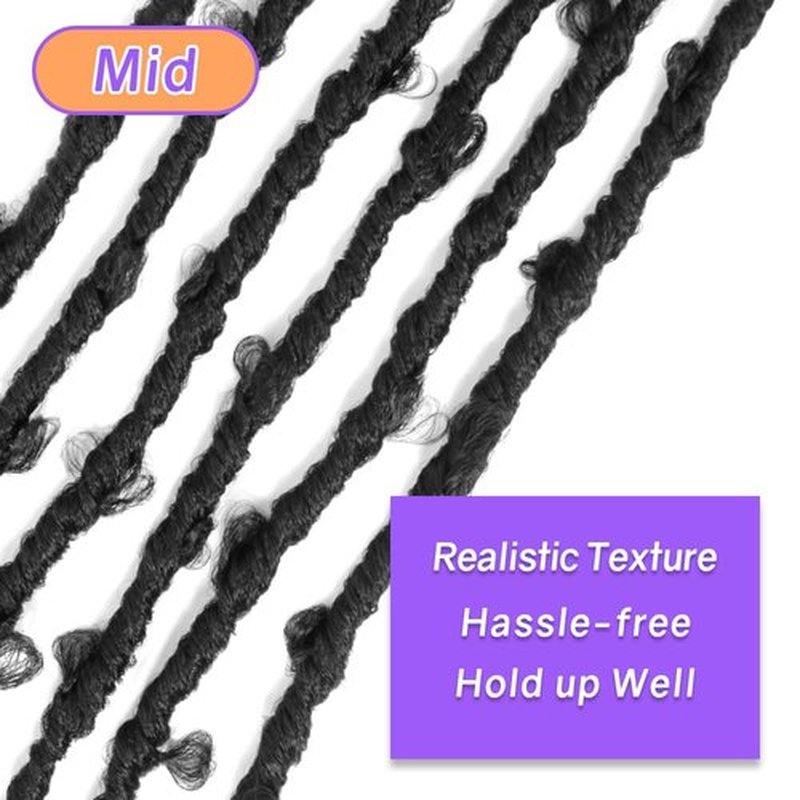 Crochet Butterfly Locs with Curly Ends 14 Inch, Boho Distressed Butterfly Locs Crochet Hair, Black Bohemian Goddess Faux Butterfly Braids with Curly Ends (6 Packs, 1B)
