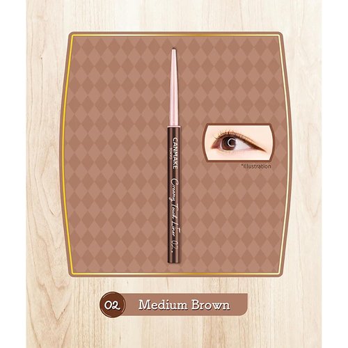 CANMAKE Creamy Touch Liner - 1.5mm Slim Eyeliner in Medium Brown (0.09g) | Long-Lasting Precision