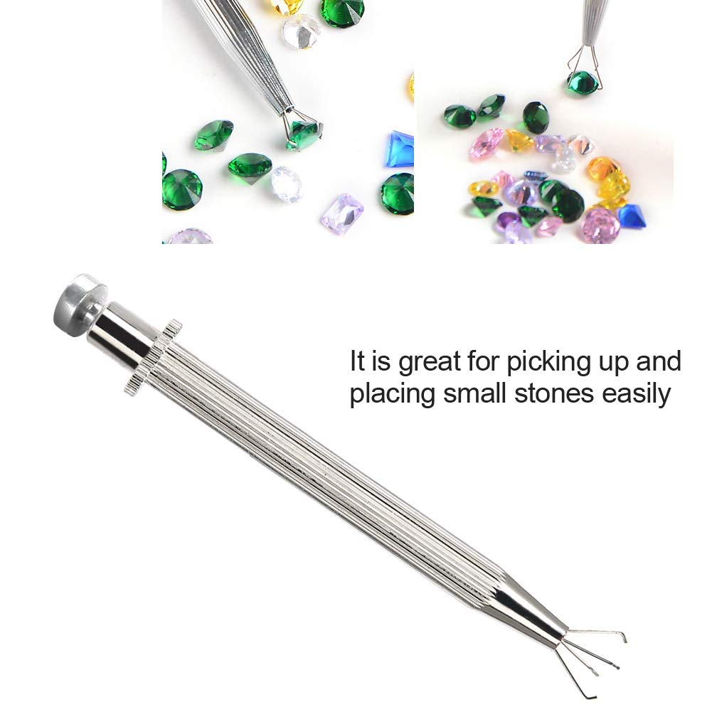Prong Holder Professional Holder Pick-up Tool Stainless Steel 4 Prongs Claw Tweezers Parts Beads Prong Tweezer Catcher Grabber Jewelry Making Jeweler