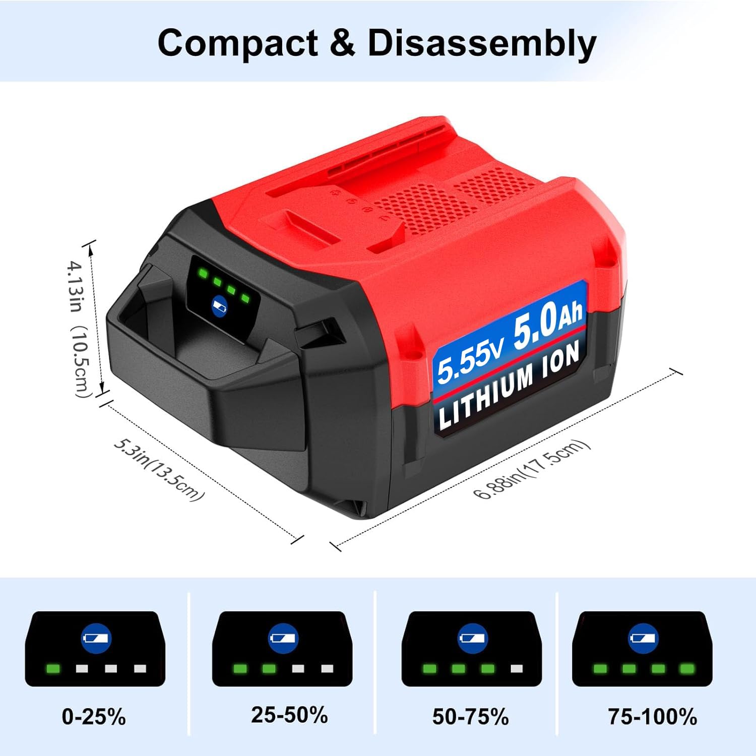 Bayhon 1 Pack 5.0Ah Lithium-ion Replacement for ‎Toro 60V Battery L108 L135 L216 L324 L405 88620 88625 88640 88660 88675，Compatible with Toro Flex Force Battery 60 Volt Max