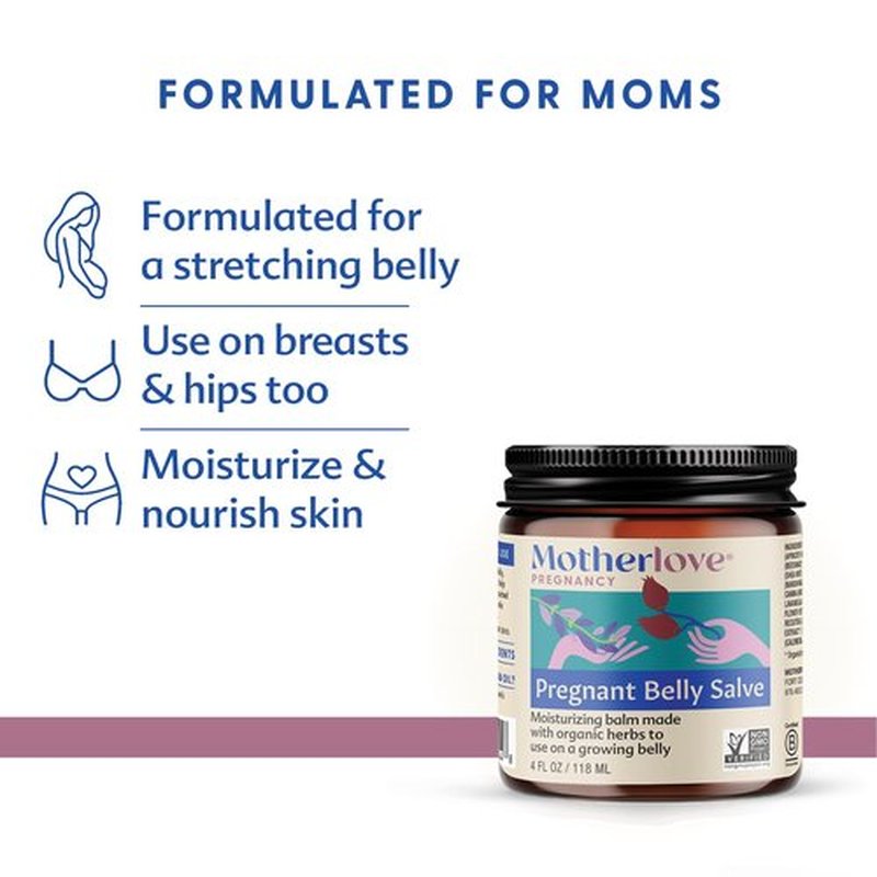 Motherlove Pregnant Belly Salve - Moisturizing Balm for Growing Bellies | 4 oz, Non-GMO & Organic Herbs