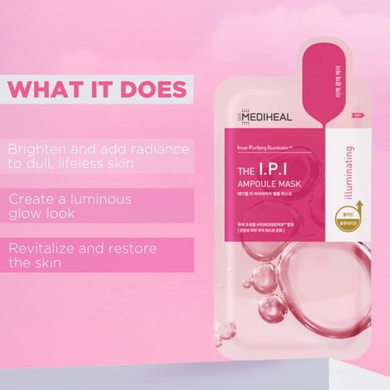 Mediheal IPI Ampoule Face Mask - 10 Sheets for Brightening Dull Skin with Niacinamide