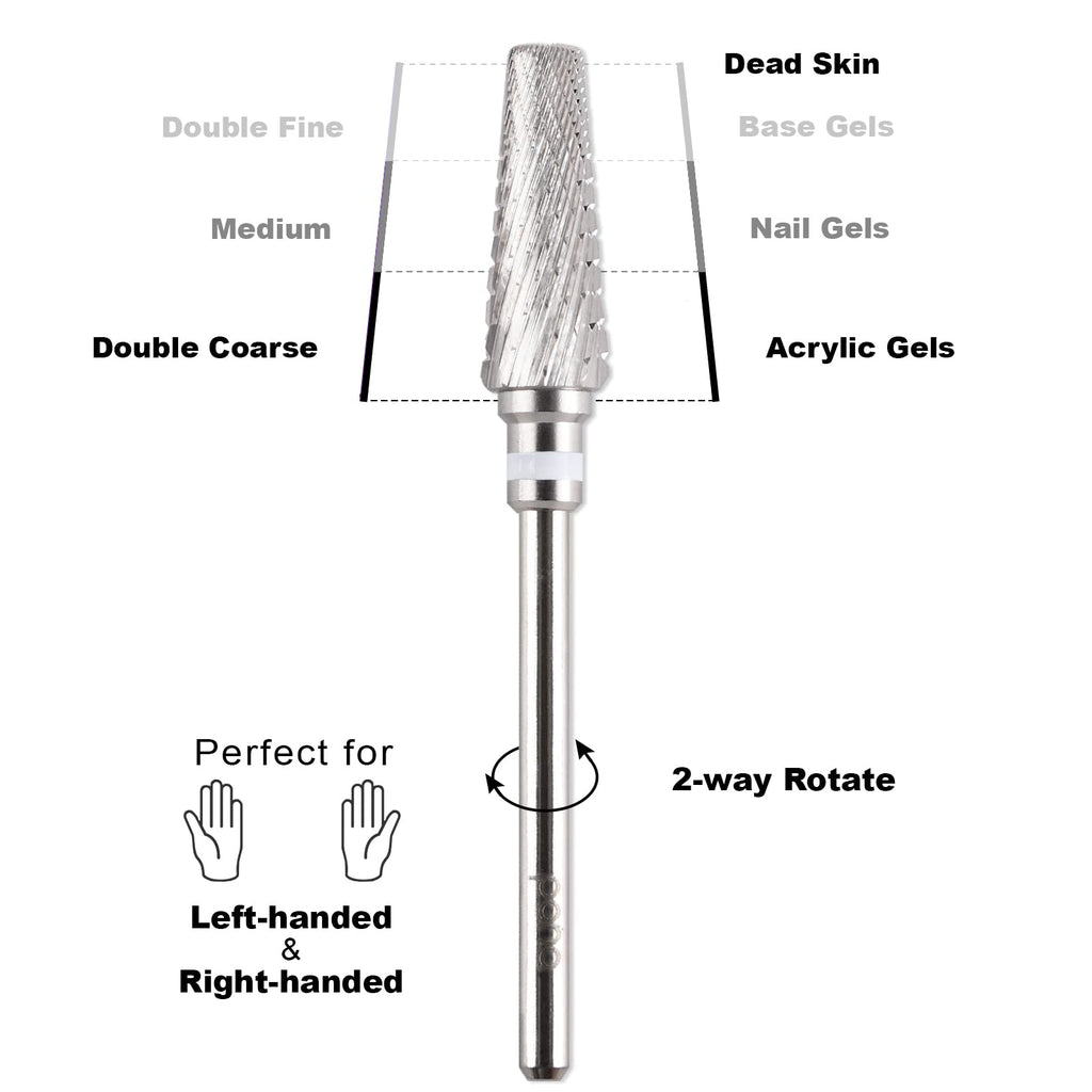 PANA 5-in-1 Pro Upgraded Multi-Function Drill Bit 3/32" Shank Size - (Silver, 2X Coarse to 2X Fine) - Mix Size Tungsten Drill Bit Fast Remove Acrylic Hard Gel Nail for Manicure Pedicure