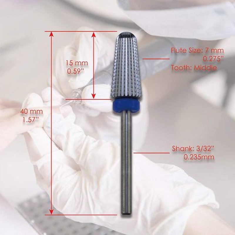 ianblues Volcano Nail Drill, 2 Way -2 Rotate Directions, Safety Round Top, Professional Manicure Drill for Electric Nail Drill Machine, Both for Left Handed & Right Handed Person (Middle - M)