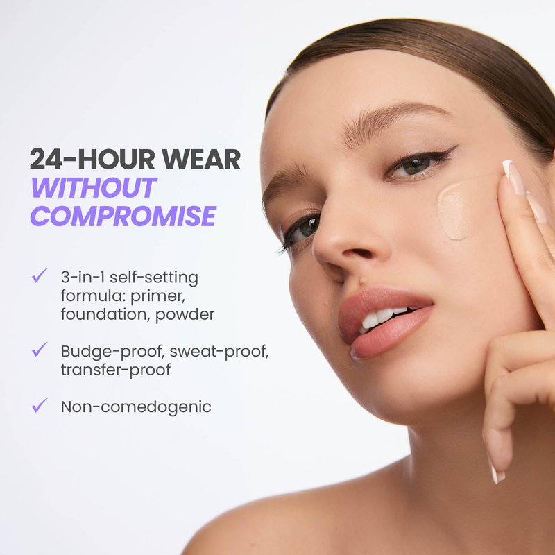 Wonderskin Hyper Bond Serum Foundation - Waterproof, Transfer-Proof 24HR Longwear Makeup with Niacinamide & Hyaluronic Acid | Lightweight Natural Finish (Afterglow)