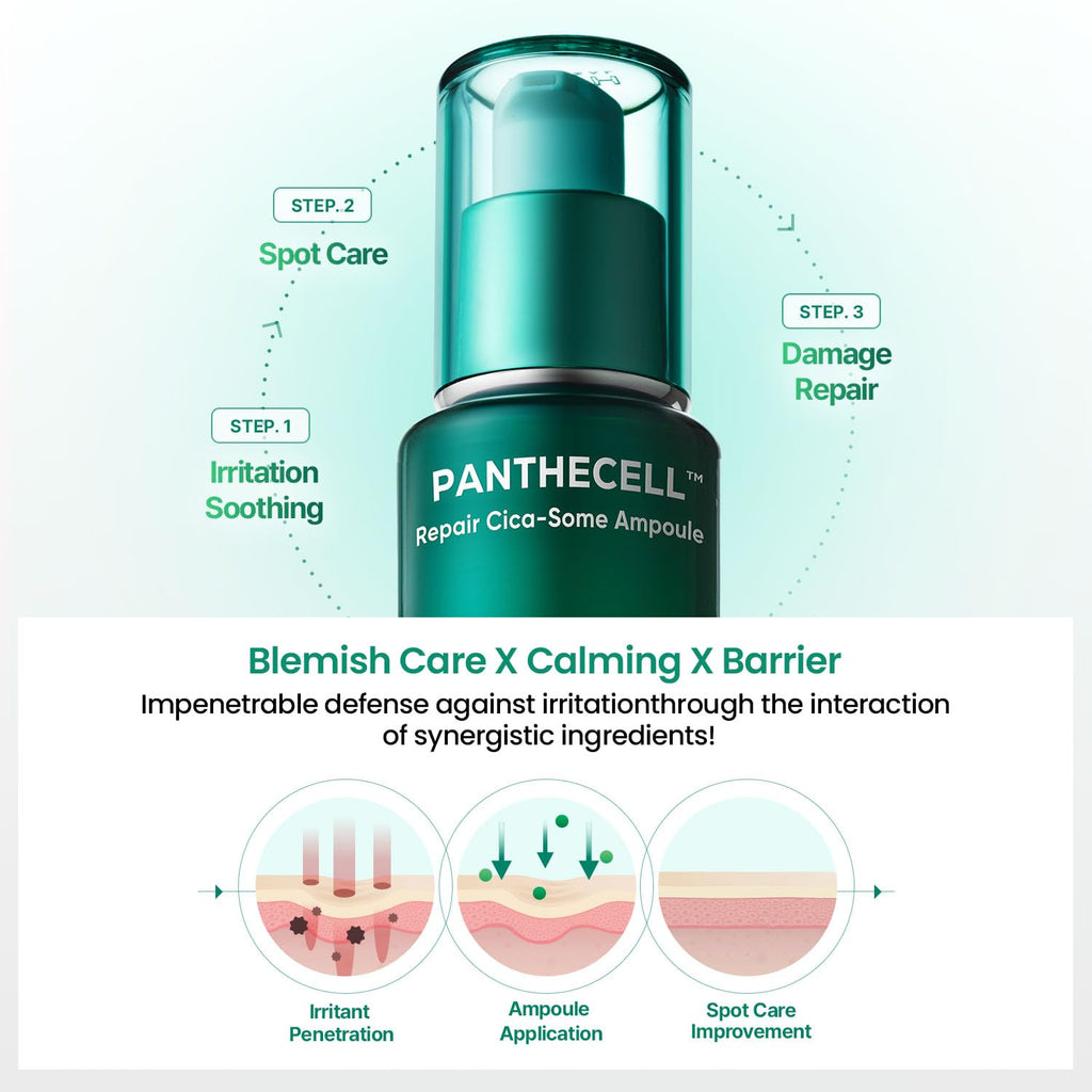 BIOHEAL BOH Panthecell Repair Cica-Some Ampoule 1.01 fl oz | Barrier Repair Serum for face with 1 Billion Cica Exosomes for Skin Recovery & Blemish Care, Facial Serum for Sensitive Skin