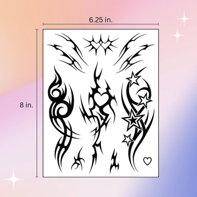 Pixel Hearts Edgy Y2K Temporary Tattoos | CyberSigilism Tramp Stamps | Realistic Waterproof Fake Tats | Festival, Bachelorette, Halloween, Birthday Favors, Accessories