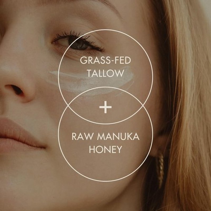 Tallow Moisturizer with Raw Manuka Honey - 100% Grass-Fed - Whipped Light and Airy Cream - For Skin, Face and Body