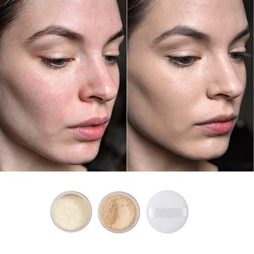 2 Pack PHOERA Setting Powder,Control Oil Brighten Skin Color Cover Blemish Whitening Face Makeup Lasting,Velour Powder Puff (102 Cool Beige)