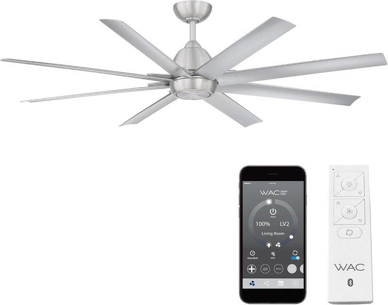 WAC Lighting Mocha XL Smart Ceiling Fan - 8 Blades in Brushed Nickel Finish