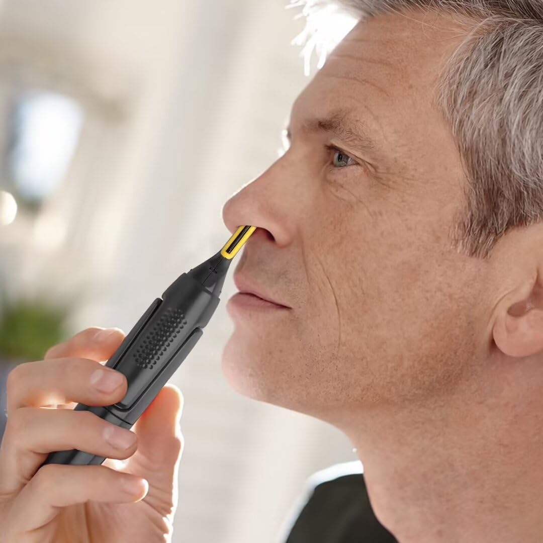 USonline911 Electric Nose Hair Electric Nose Ear Hair Trimmer Rechargeable Ear Face Eyebrow Shaver Automatic Shaving 2 x Brush Heads & 1 x Hair Brush 5.91x0.98in Gray Non-Slip G rip