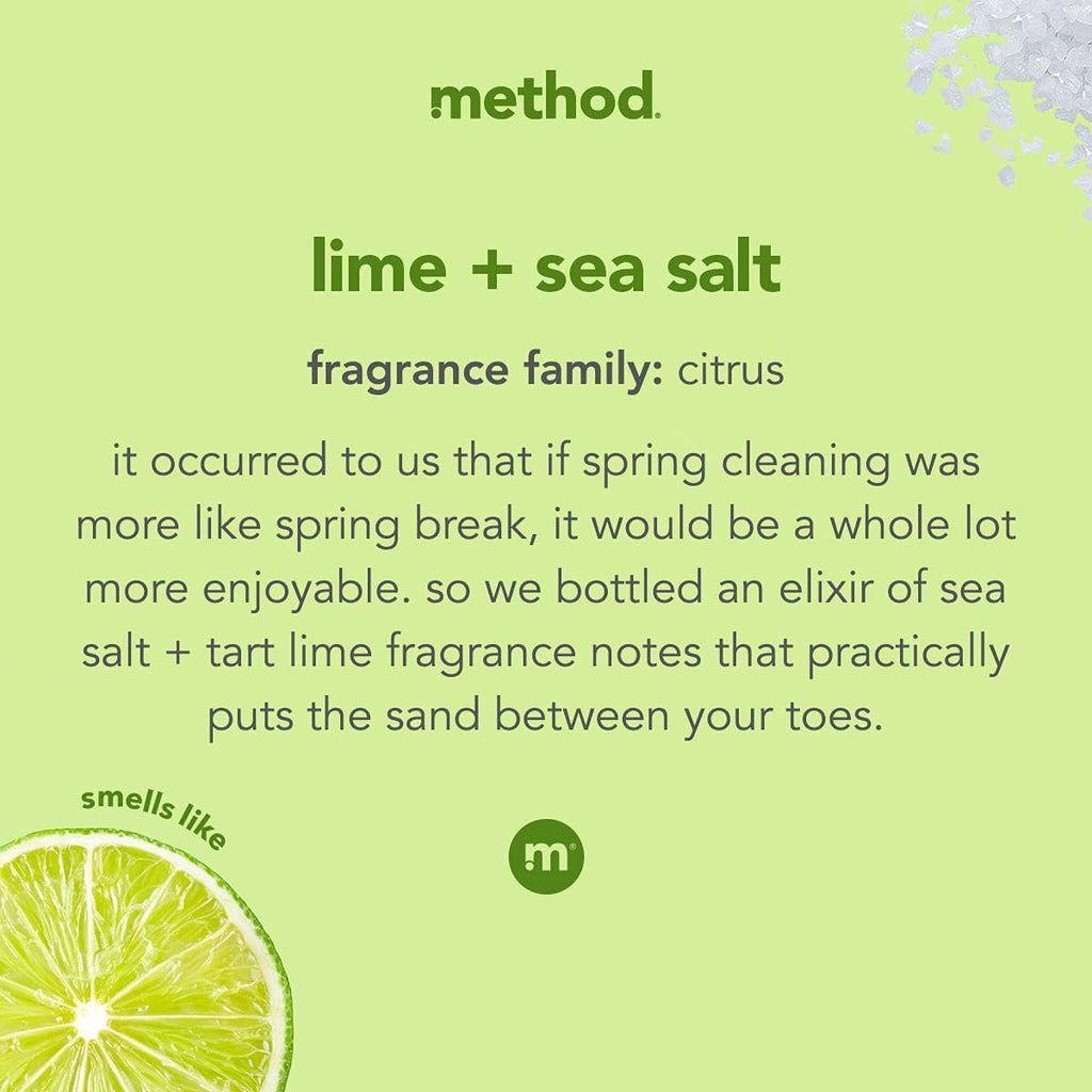 Method Gel Dish Soap, Lime + Sea Salt, Tough on Grease, 18 Fl Oz (Pack of 6)