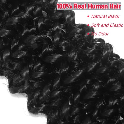 Human Braiding Hair Water Wave Bulk Human Hair for Braiding Bohemian Knotless 1 Bundle 50g 14inch No Weft 10A Brazilian Virgin Human Hair Extensions Curly Bulk Human Hair for Boho Braids