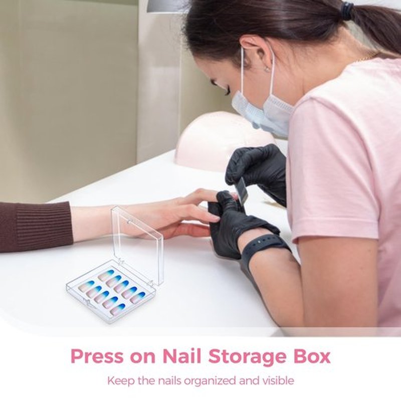 30 PCS Press on Nail Storage Boxes, Clear Nail Container with Double-Sided Tape, Acrylic Artificial Nail Display Box, Transparent Acrylic Nail Organizer Case, Small Acrylic Box for Nail Salon