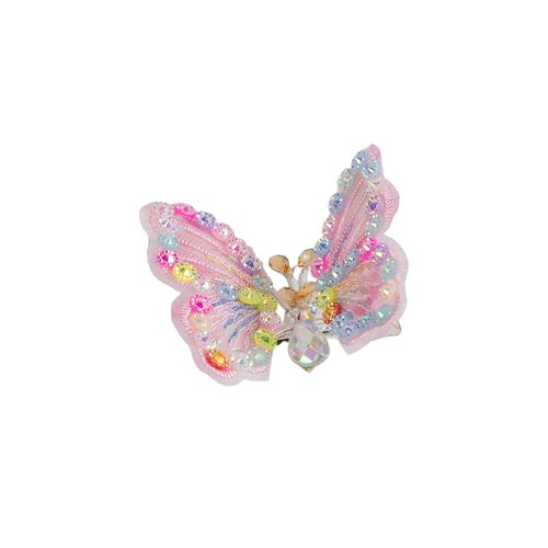 Cartanfill-Embroidery Butterfly Hair Clips Set 6pc Multi Color Stylish Accessories for Girls (A)