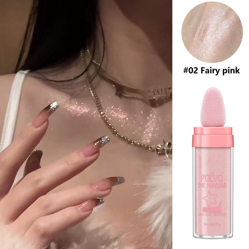 URQT 4 Color Polvo De Hadas Fairy Dust Highlight Patting - Full Body Contouring and Clavicle Pearlescent Patting Powder for Face and Eye, Christmas Sparkling Body Glitter (4 Pack)