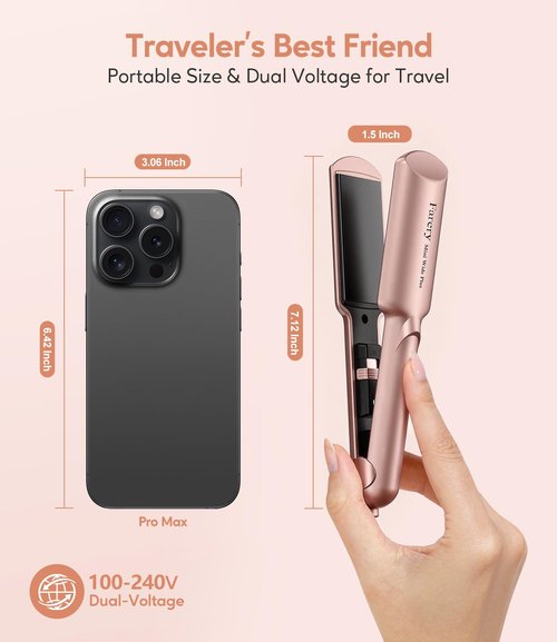 Farery Mini Hair Straightener - 1.5 Inch Ceramic Flat Iron with Argan Oil, Fast Heat & Travel Bag
