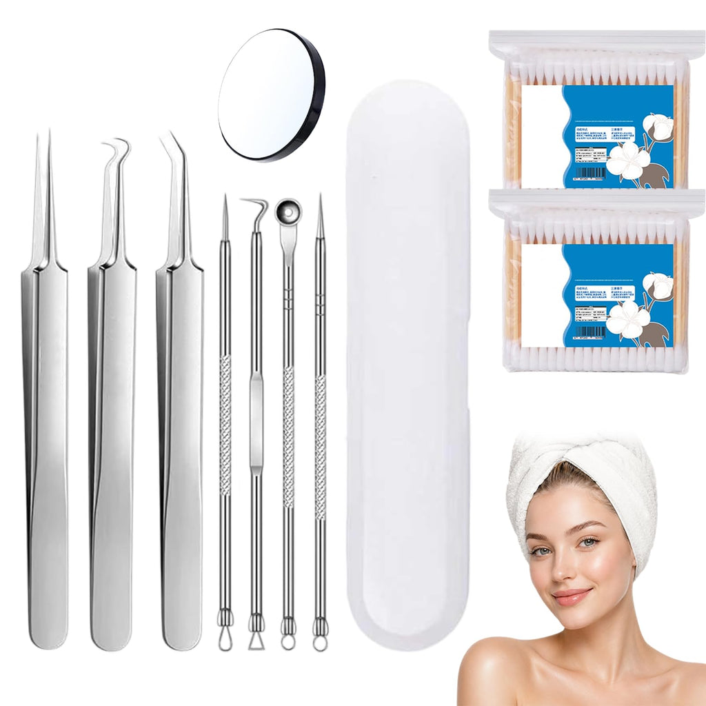 Professional Beauty Salon Tweezers, Beauty Salon Tweezers for Blackheads, High Hard Stainless Steel Blackhead Remover Tweezer for Whiteheads, Blackheads, Acne and Ingrown Hair (Set c)
