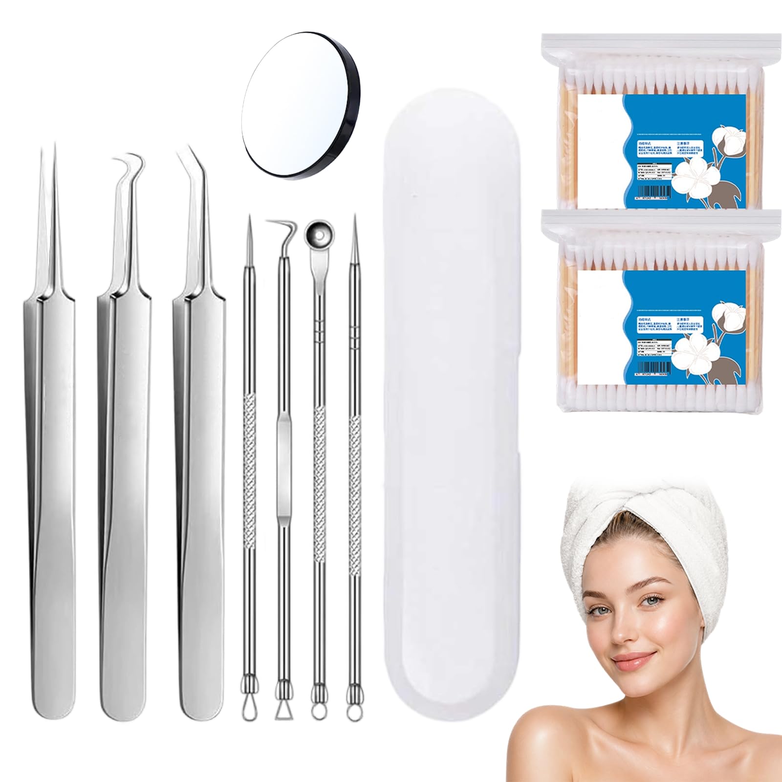 Professional Beauty Salon Tweezers, Beauty Salon Tweezers for Blackheads, High Hard Stainless Steel Blackhead Remover Tweezer for Whiteheads, Blackheads, Acne and Ingrown Hair (Set c)