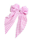 Pink Checkered Plaid Jumbo Bow Pinks Big Bows Large Pink White Buffalo Plaid Huge Bows PHB09 (Hair Scarves Bow)
