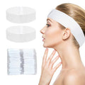 MoyRetty 100 Pack Disposable Headbands for Spa & Facials Professional Disposable Hair Bands, Facial Headbands Esthetician Supplies with Adjustable Magic Tape