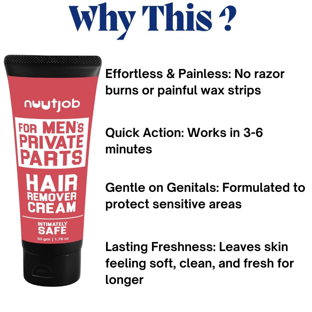 Men’s Hair Removal Cream Pack of 2 – Painless Intimate Hair Removal Cream for Men – Body Hair Remover for Sensitive Skin with Aloe Vera Jojoba Oil Honey