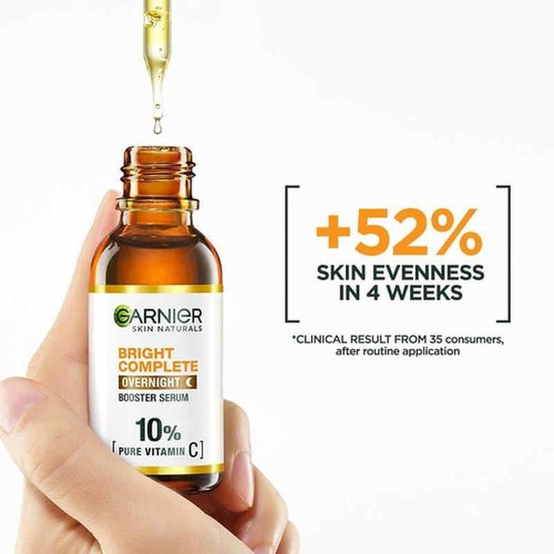 Garnier Targeted Anti Dark Spot Night Serum for Face, with 10% Pure Vitamin C & Hyaluronic Acid, Anti Pigmentation & Dullness, For All Skin Types, Approved by Cruelty Free International, Vegan, 30 ml