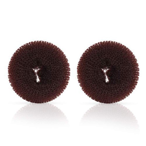 Skiennix Hair Donut Shaper - 2PCS Extra Ring Style Chignon Bun Maker for Kids | 2.5 Inch, Brown