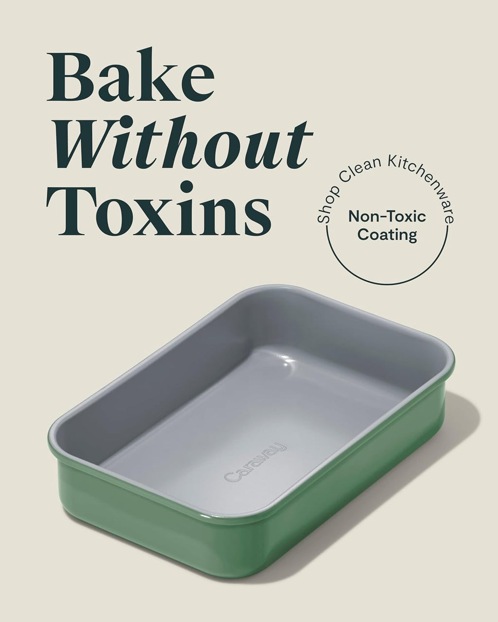 Caraway Nonstick Baking Pan Duo - 9” x 6.5” Deep Ceramic Casserole Dish - Non-Toxic, PTFE & PFOA Free - Sage