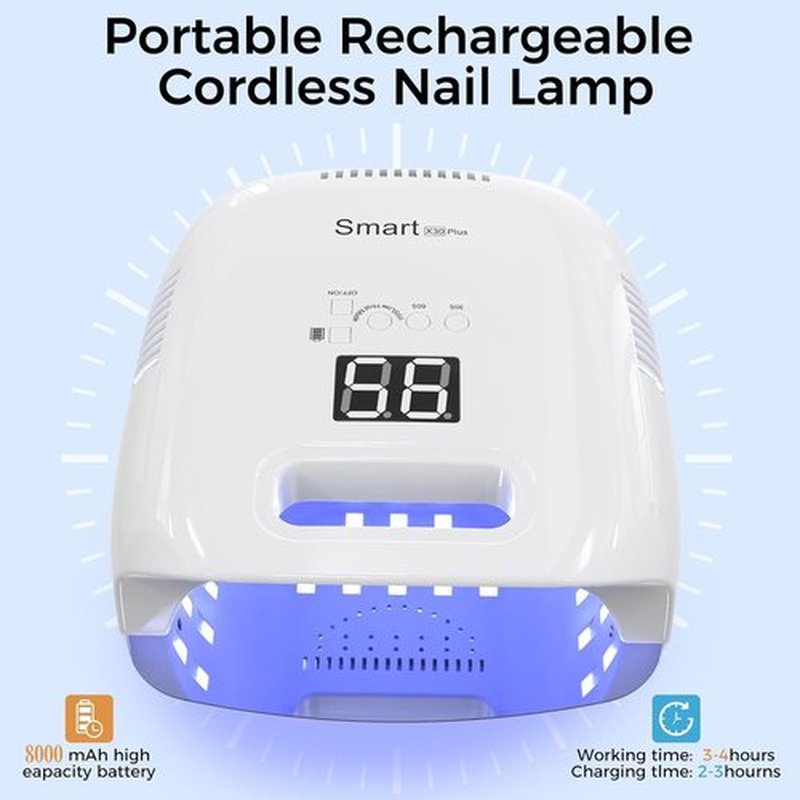 NAILGIRLS Cordless Nail Lamp, 60W Rechargeable UV Nail Light for Gel Nails with Metal Base, Portable Wireless LED Nail Dryer Fast Charger Curing Lamp 3 Timers for Salon or Home