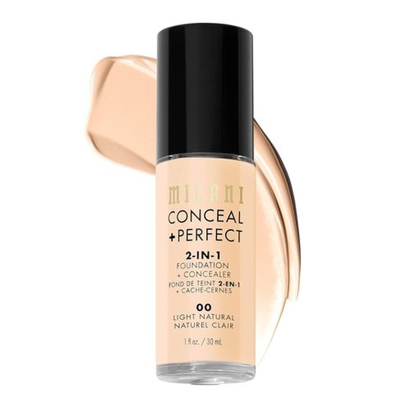 Milani Conceal + Perfect Liquid Foundation - Lightweight Coverage in Light Natural, 1 Fl. Oz.